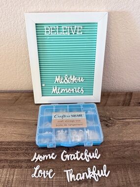 Framed Mint Letter Board with White Phrase Letters